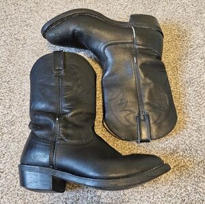 Durango Black Leather Pull On Cowboy Boots